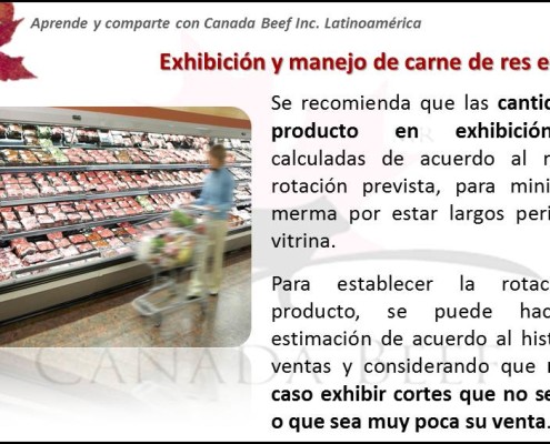 Exhibición y manejo de carne de res en vitrina Canadian Beef