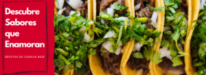 Banner recetas con unos tacos de deshebrada
