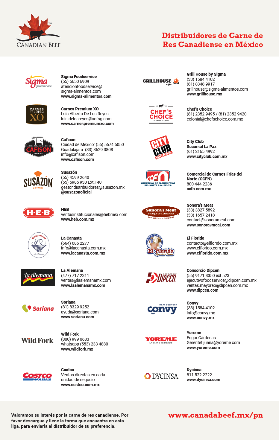 Solicitud Distribuidores Carne de Res Canadiense Latinoamerica