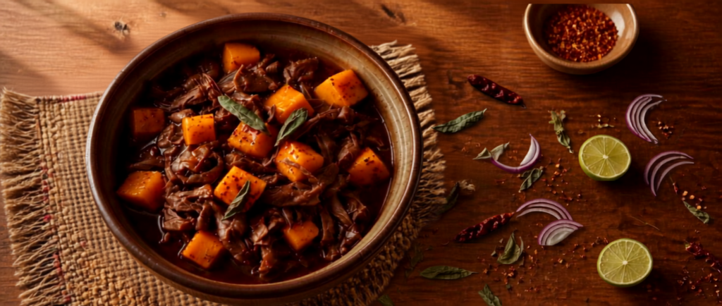 Barbacoa de Carne de Res con Calabaza de Otoño y Salvia