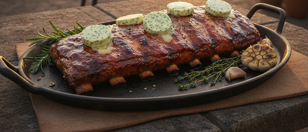 Costillas Premium a la Parrilla con Mantequilla de Ajo y Hierbas